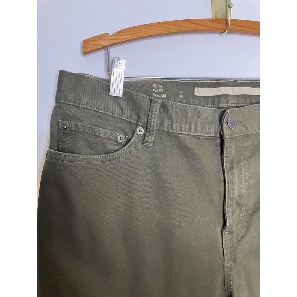 Banana Republic slim fit traveler pants olive green men's size‎ 35 x 34 business